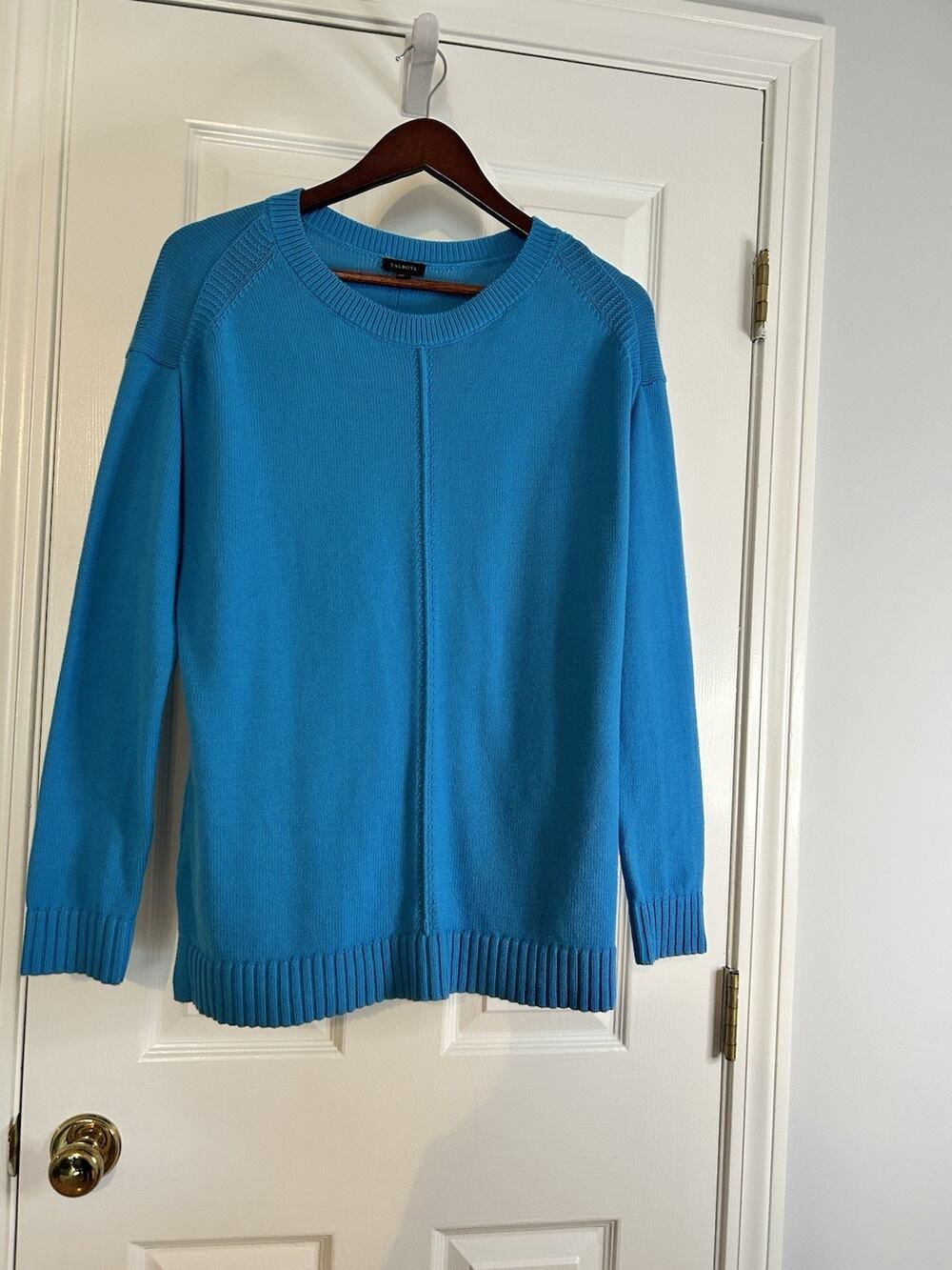 Talbots Blue 100% Cotton Crewneck Sweater Small Center Seam
